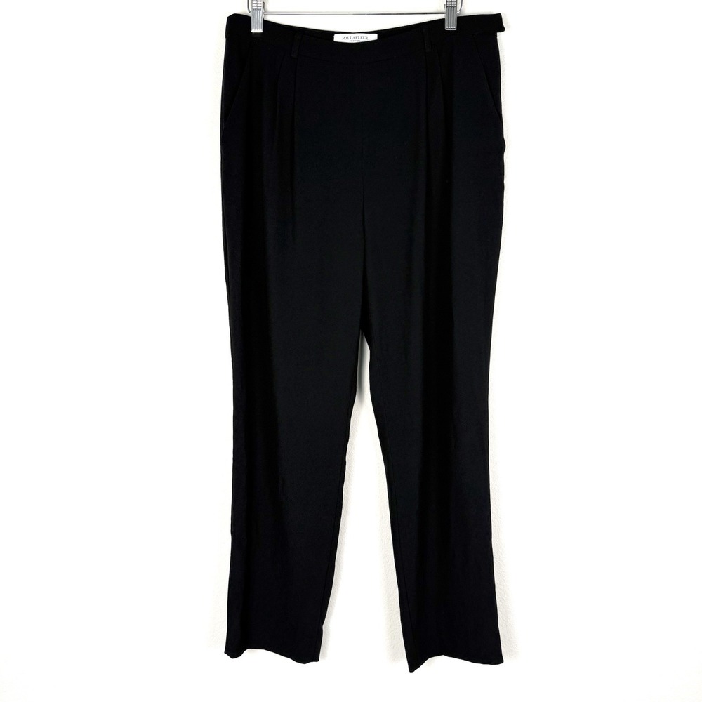 MM Lafleur Pleated Front Straight Leg Black‎ Pants Womens 10 Classic Preppy Work